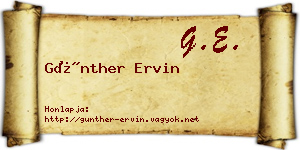 Günther Ervin névjegykártya